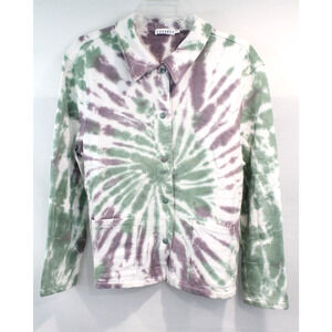 Lacausa Kismet Sugarplum Swirl Jacket Size L Full Snap Pockets Long Sleeves